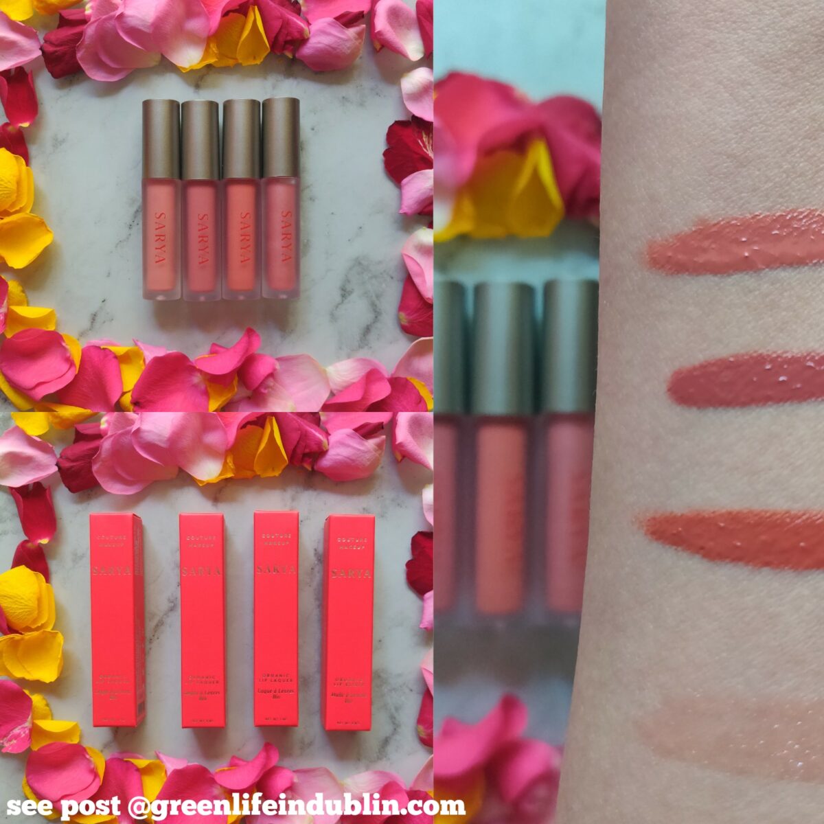 Sarya Couture Make Up Organic Lip Lacquers Swatches [AD]